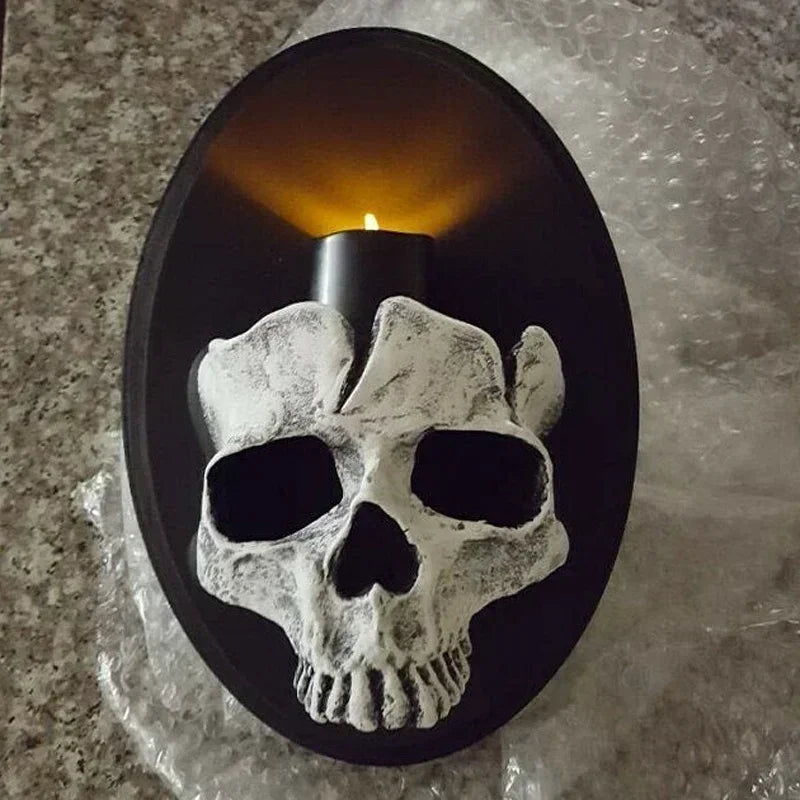 Skeleton Candlestick Pendant – Gothic Resin Haunted Wall Decoration