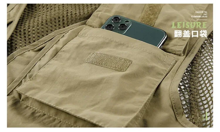 Men’s Tactical Vest – 14 Pocket Mesh Cargo Waistcoat for Hiking, Fishing & Outdoor Adventures | Lightweight Summer Jacket