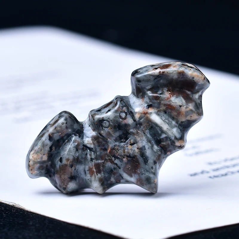 Natural Crystal Carved Bat – Gothic Halloween Decor & Paranormal Gift