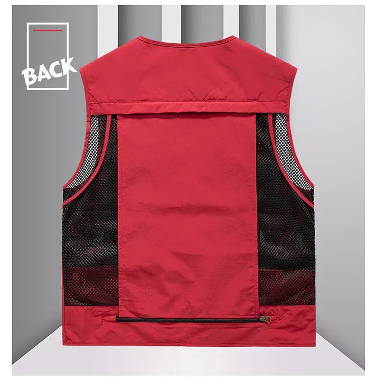 Men’s Tactical Vest – 14 Pocket Mesh Cargo Waistcoat for Hiking, Fishing & Outdoor Adventures | Lightweight Summer Jacket