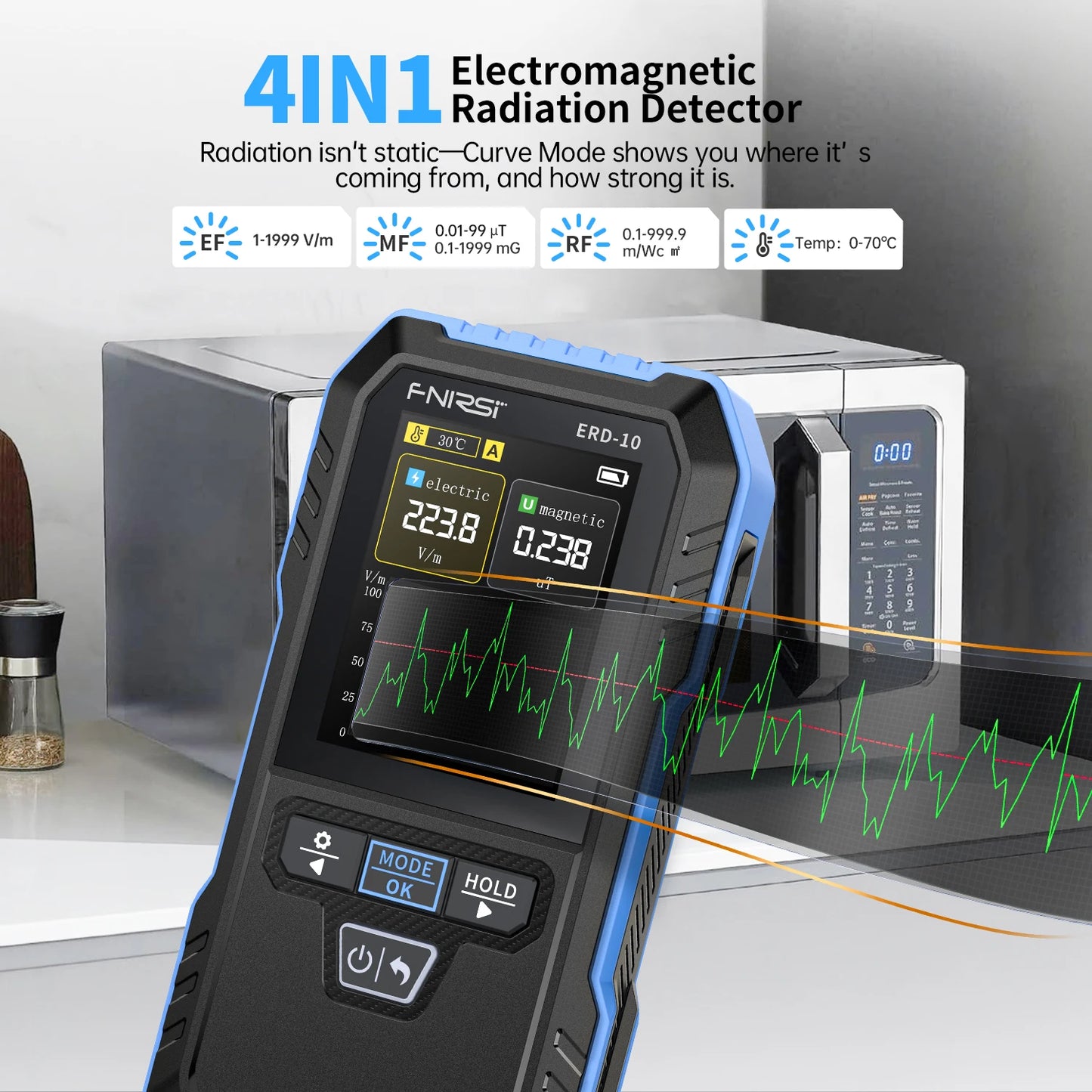 FNIRSI ERD-10 4-in-1 EMF & Radiation Detector – Paranormal Energy & Ghost Hunting Tool