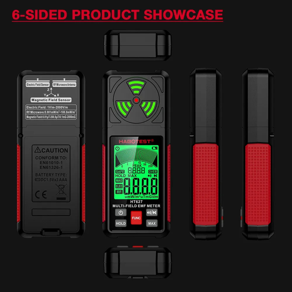 HT627 3-in-1 EMF Meter – Electromagnetic Field Detector for Paranormal Investigations & Ghost Hunting