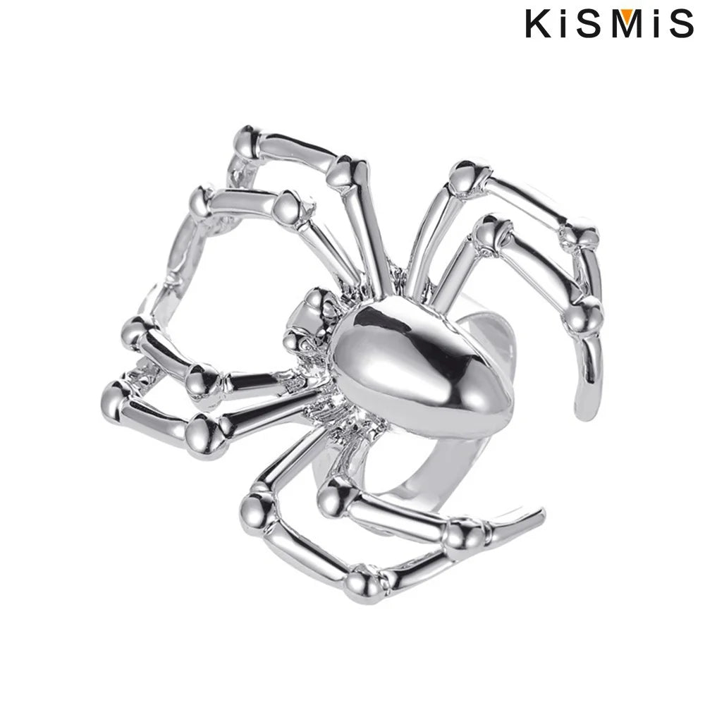 Halloween Spider Ring – Black & White Gothic Ghost Festival Jewelry