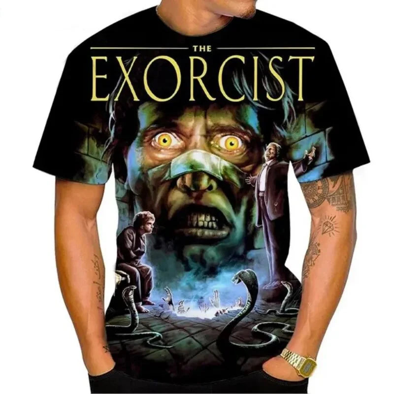The Exorcist Horror 3D Print T-Shirt – Unisex Streetwear Tee for Men, Women & Kids | Gothic Ghost Hunting Fashion