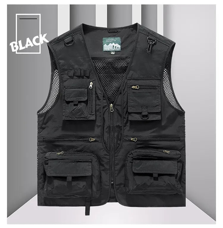 Men’s Tactical Vest – 14 Pocket Mesh Cargo Waistcoat for Hiking, Fishing & Outdoor Adventures | Lightweight Summer Jacket