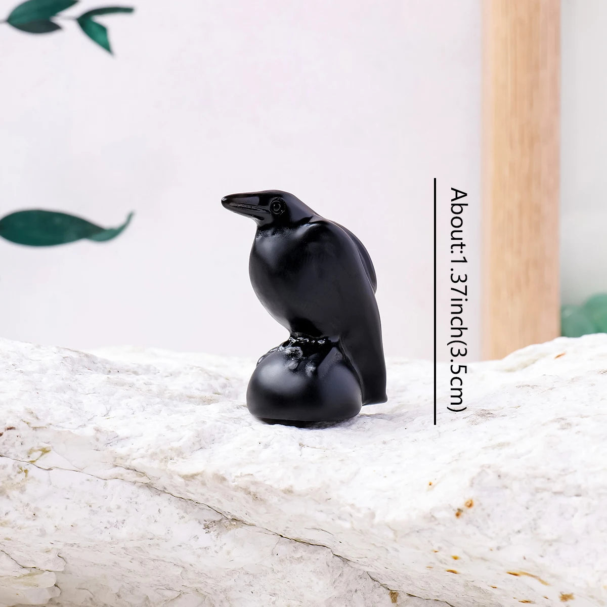 Obsidian Crow Figurine – Crystal Protection & Haunted Decoration