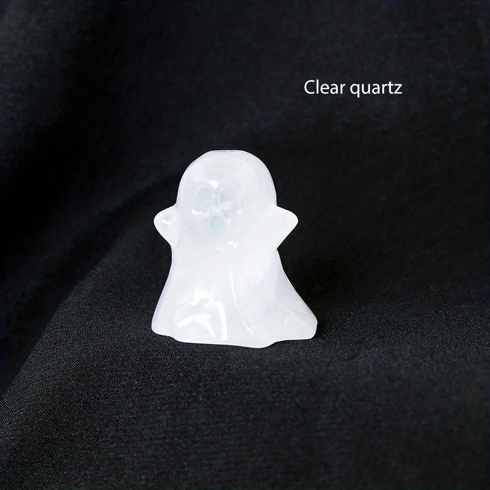 Natural Crystal Ghost Statue – Haunted Halloween Ornament & Home Décor