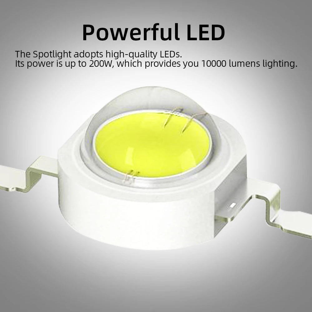 High Power LED Flashlight 200W – 10000lm Super Bright Torch for Ghost Hunting, Camping & Searchlight Use