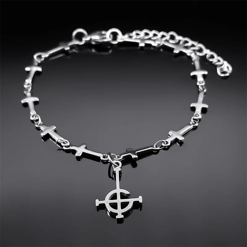 Ghost BC Nameless Ghoul Bracelet – Stainless Steel Band Symbol Jewelry for Men & Women