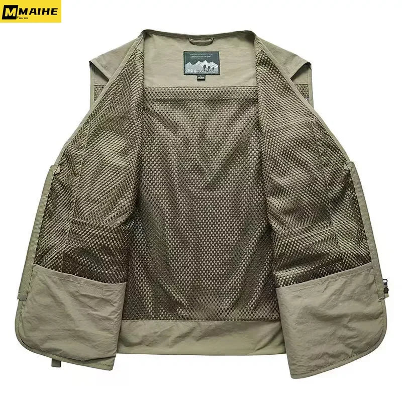 Men’s Tactical Vest – 14 Pocket Mesh Cargo Waistcoat for Hiking, Fishing & Outdoor Adventures | Lightweight Summer Jacket