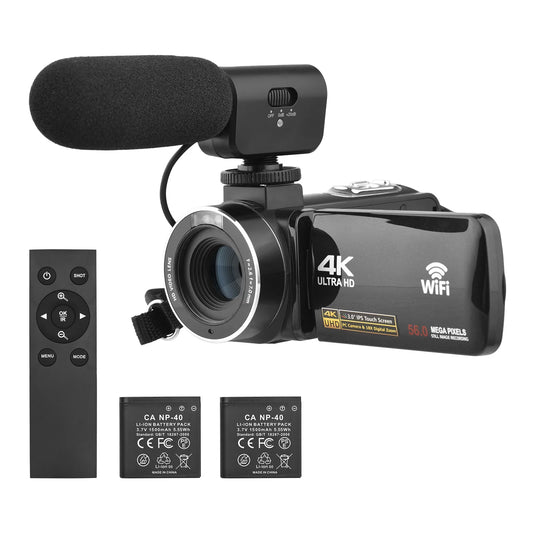 4K Digital Video Camera – WiFi Camcorder with 56MP, 18X Zoom, IR Night Vision & Anti-Shake