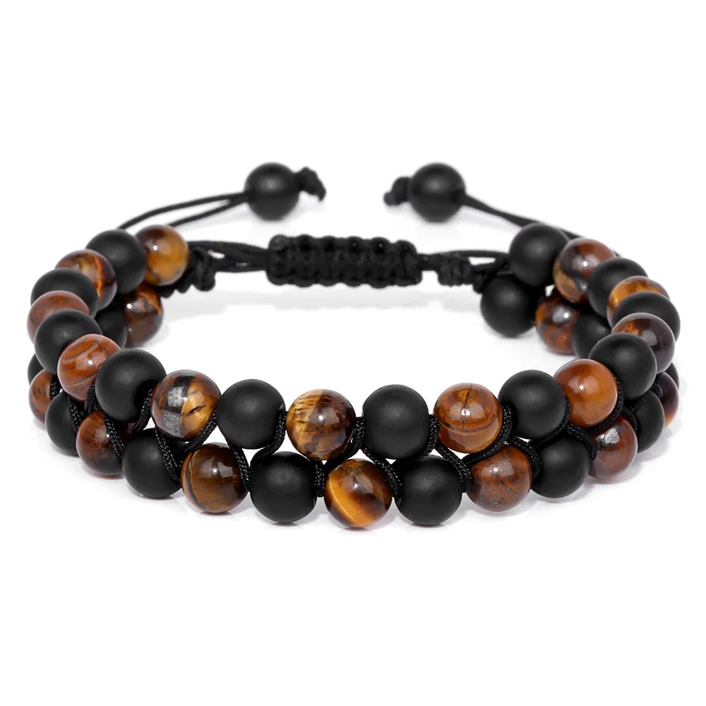 Triple Protection Bracelet – Black Obsidian, Hematite & Tiger Eye 6mm Bead Bracelet for Energy Balance & Slimming