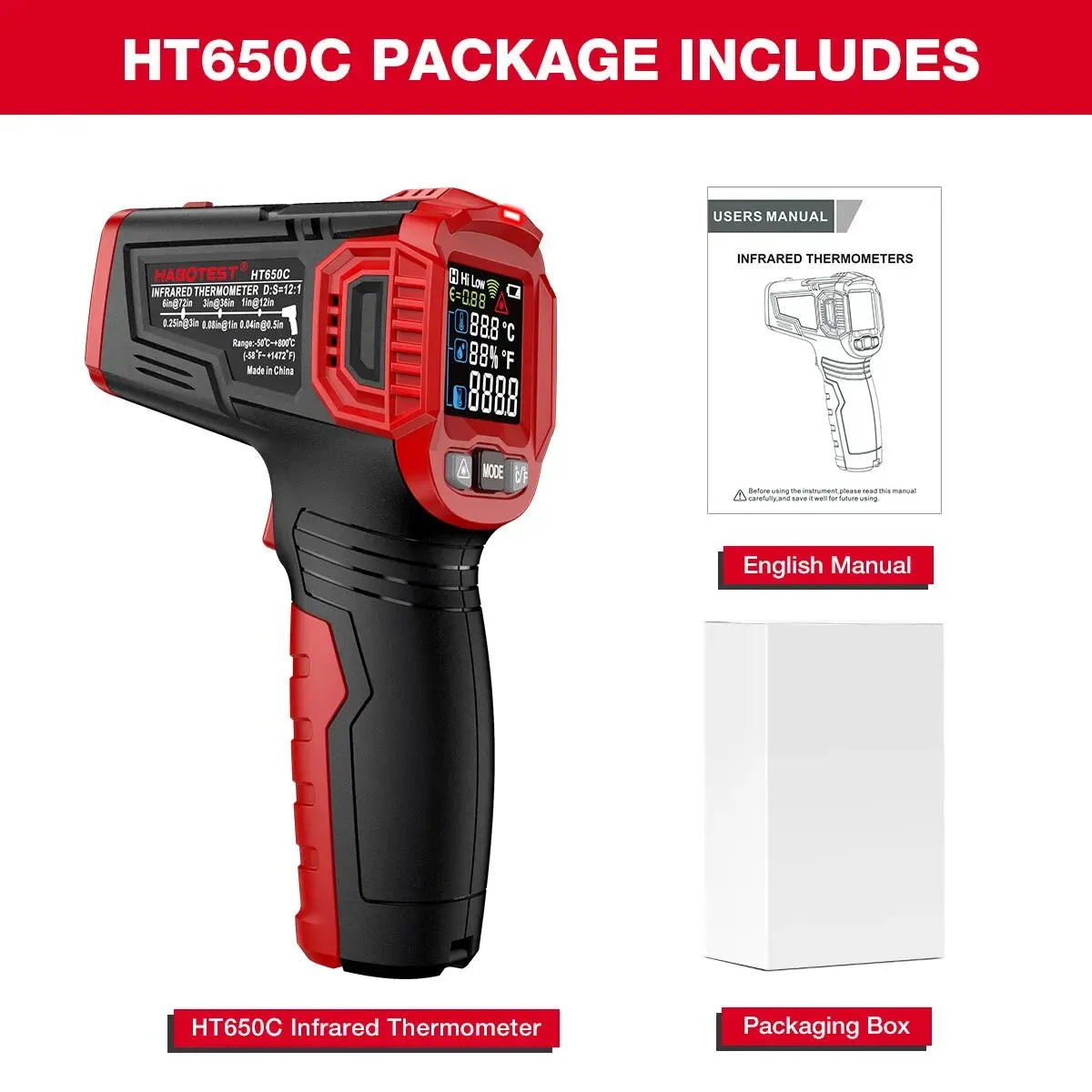 HABOTEST HT650 Digital Infrared Thermometer – Ghost Hunting & Paranormal Detection IR Temp Gun
