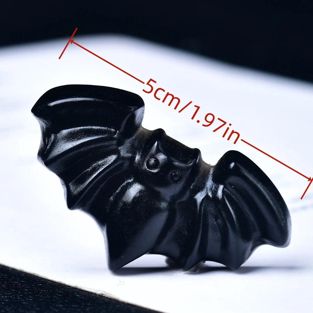 Natural Crystal Carved Bat – Gothic Halloween Decor & Paranormal Gift