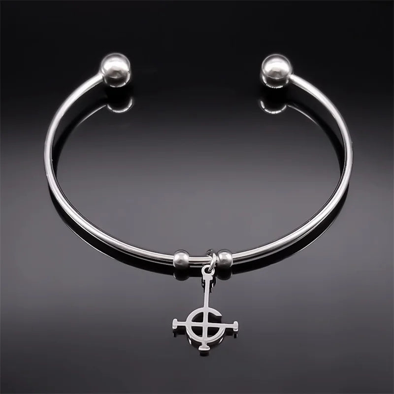 Ghost BC Nameless Ghoul Bracelet – Stainless Steel Band Symbol Jewelry for Men & Women