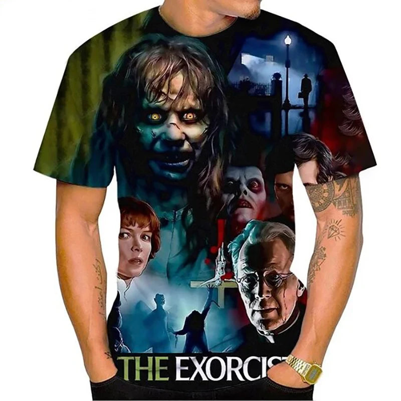 The Exorcist Horror 3D Print T-Shirt – Unisex Streetwear Tee for Men, Women & Kids | Gothic Ghost Hunting Fashion