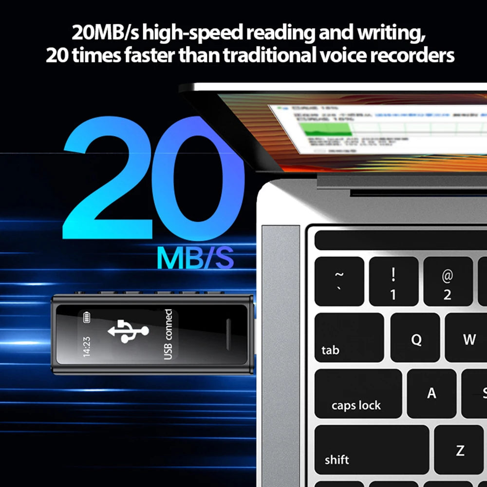 Mini Pocket Voice-Activated Recorder with Back Clip – Professional Noise-Canceling Digital Audio Recorder & MP3 Player