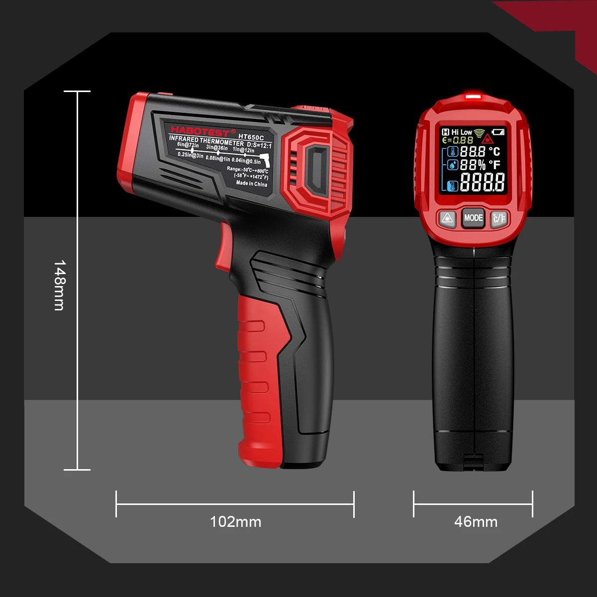HABOTEST HT650 Digital Infrared Thermometer – Ghost Hunting & Paranormal Detection IR Temp Gun
