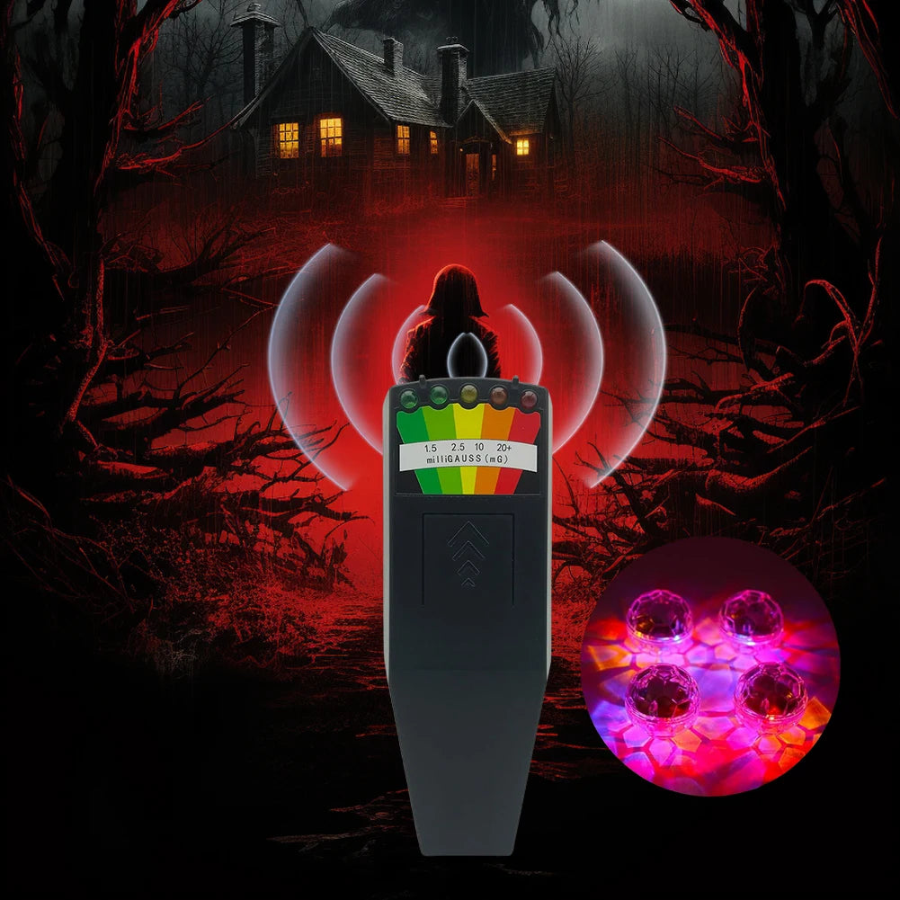 Ghost Hunting EMF Kit – 5 LED EMF Meter + 4 Motion Light Balls
