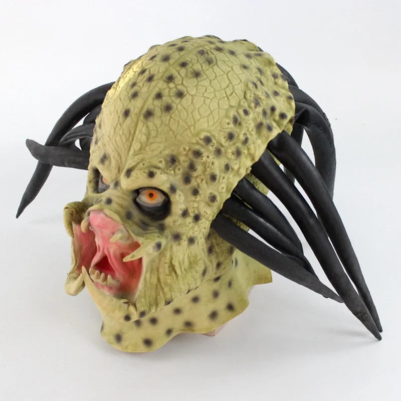 Alien vs Predator Latex Cosplay Mask – Full Head Horror Helmet Prop for Adults | Halloween & Costume Party Accessory