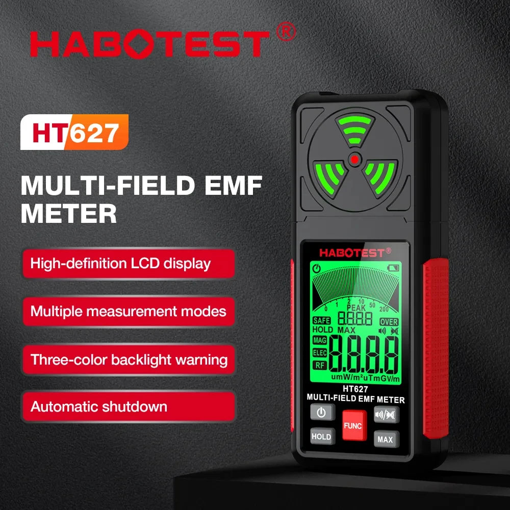 HT627 3-in-1 EMF Meter – Electromagnetic Field Detector for Paranormal Investigations & Ghost Hunting