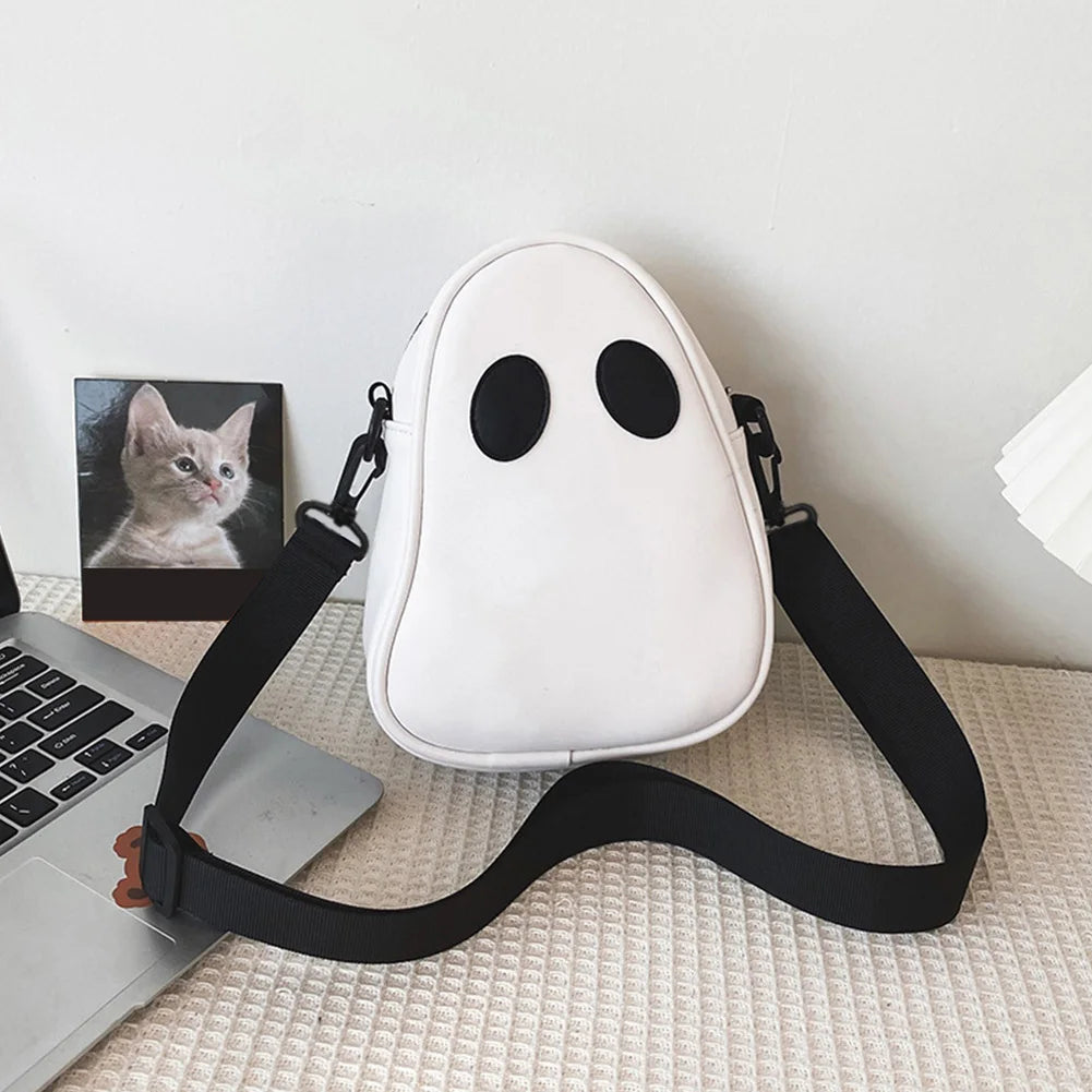 Ghost Funny PU Leather Shoulder Bag – Cute Devil Crossbody Handbag for Women & Travel