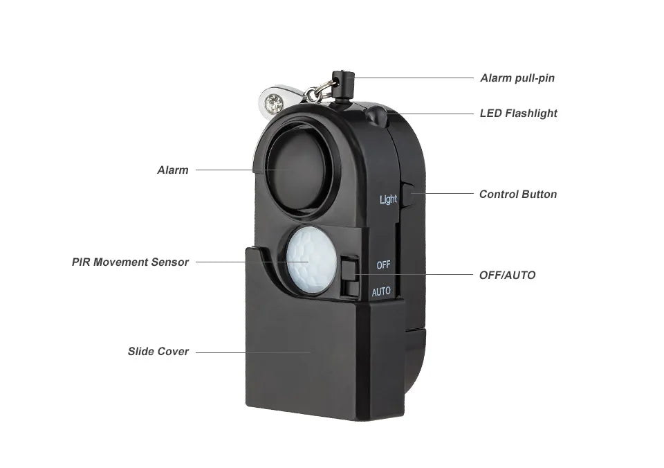 KERUI Mini Motion Detector Alarm – 120DB Siren & SOS LED Light for Ghost Hunting & Security
