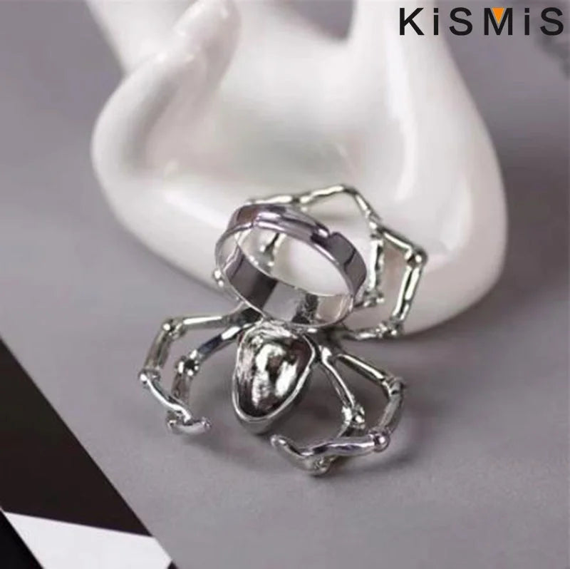 Halloween Spider Ring – Black & White Gothic Ghost Festival Jewelry