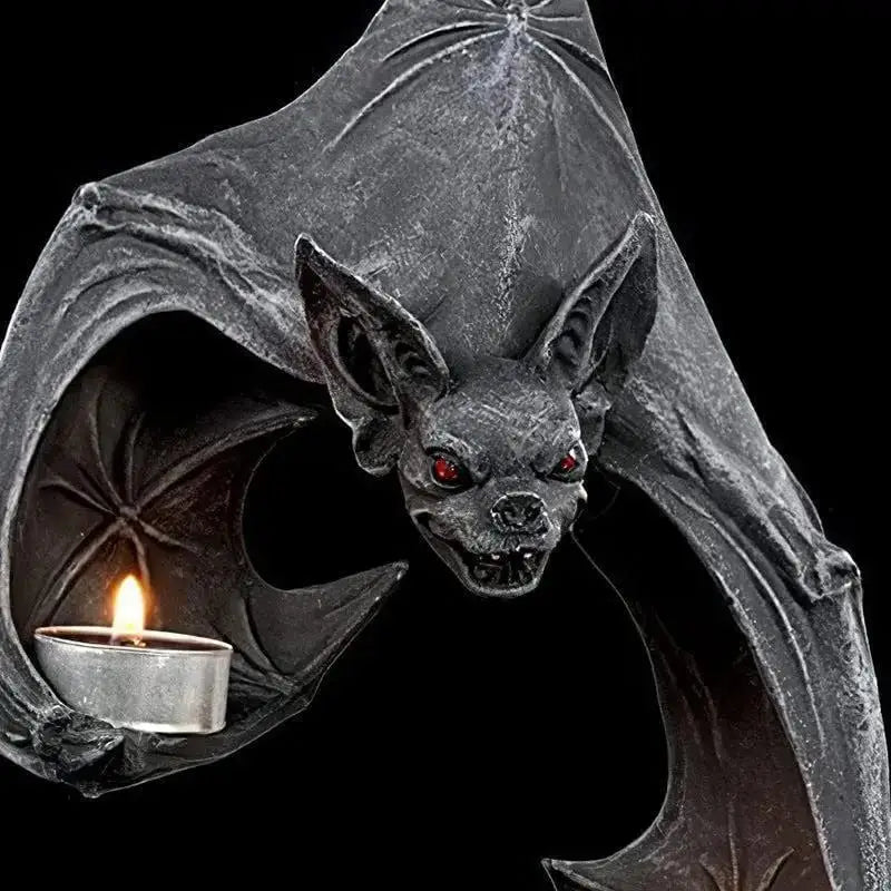 Bat Wall Tealight Holder – Haunted Candle Statue for Ghost Hunters & Halloween Decor
