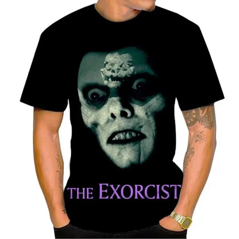 The Exorcist Horror 3D Print T-Shirt – Unisex Streetwear Tee for Men, Women & Kids | Gothic Ghost Hunting Fashion