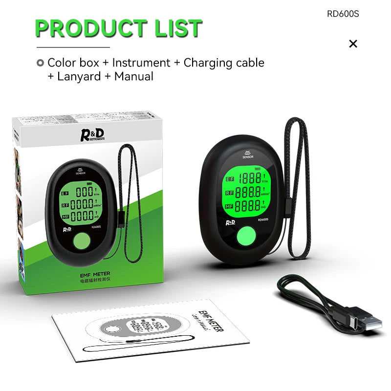 R&D RD600S EMF Meter – 3-in-1 Electromagnetic Field Radiation Detector for Ghost Hunting & Paranormal Investigations
