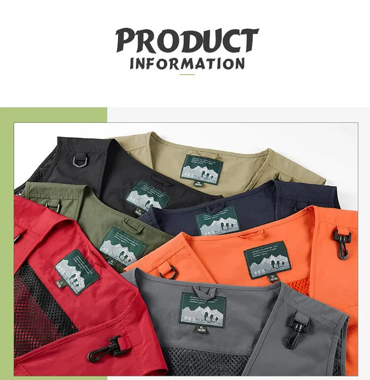 Men’s Tactical Vest – 14 Pocket Mesh Cargo Waistcoat for Hiking, Fishing & Outdoor Adventures | Lightweight Summer Jacket