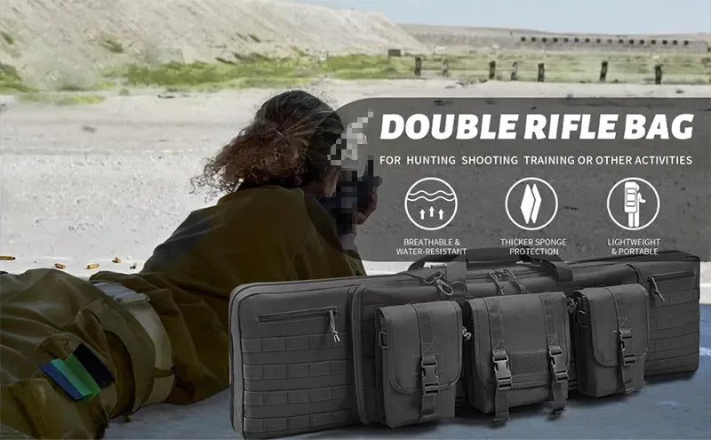 Waterproof Tactical Rifle Case Backpack – 42/46 Inch Carbine Airsoft Hunting Gun Bag with Shoulder Straps