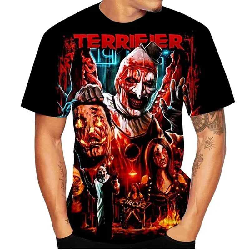 Terrifier Horror 3D Print T-Shirt – Oversized Unisex Streetwear Tee for Men, Women & Kids | Gothic Haunted Fashion