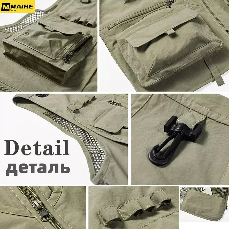 Men’s Tactical Vest – 14 Pocket Mesh Cargo Waistcoat for Hiking, Fishing & Outdoor Adventures | Lightweight Summer Jacket