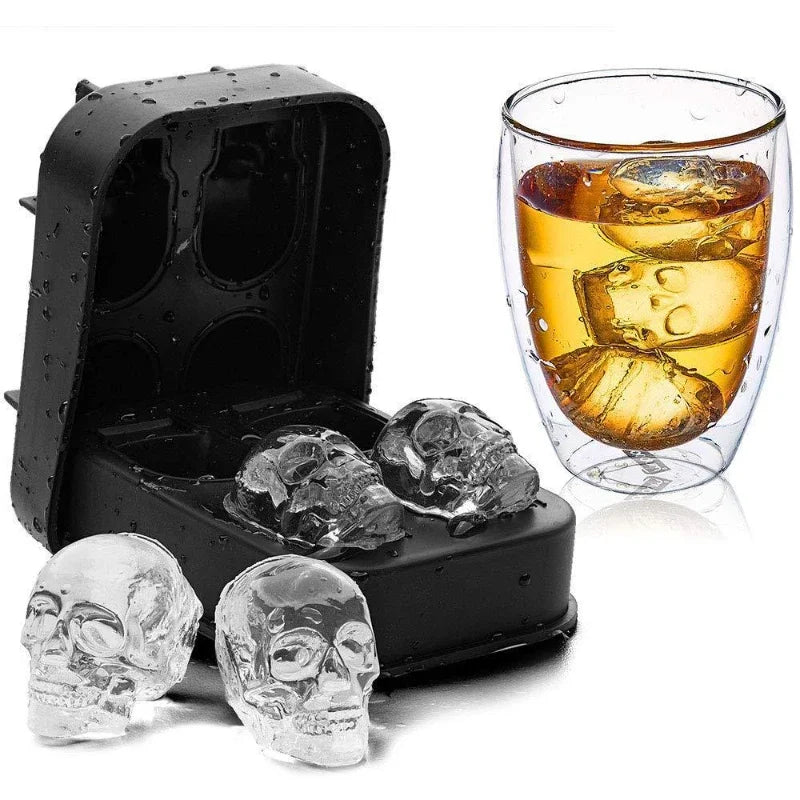 3D Skull Ice Cube Mold – Gothic Silicone Tray for Drinks & Parties