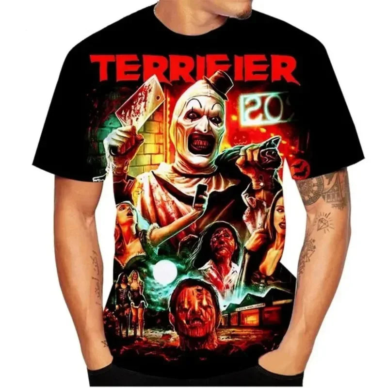 Terrifier Horror 3D Print T-Shirt – Oversized Unisex Streetwear Tee for Men, Women & Kids | Gothic Haunted Fashion
