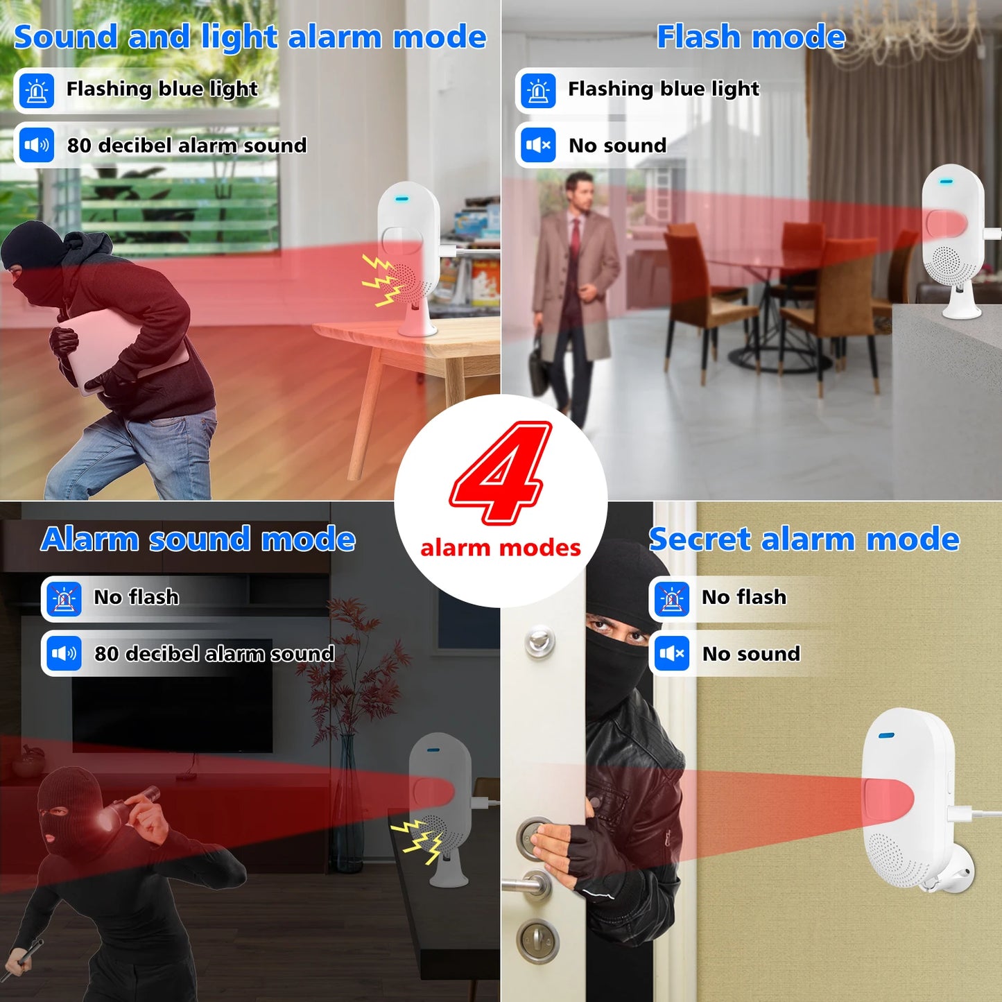 WiFi PIR Motion Sensor Alarm – Smart Sound & Light Detector with TUYA App Control