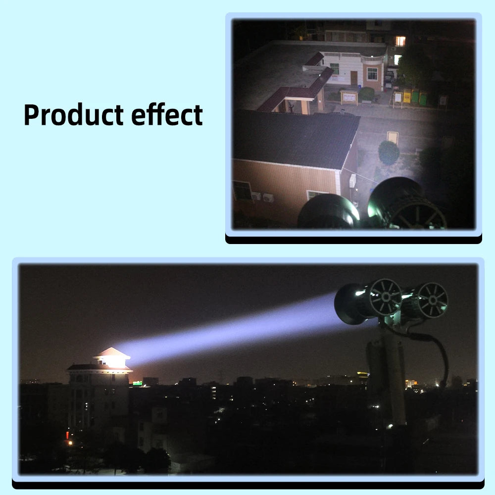 High Power LED Flashlight 200W – 10000lm Super Bright Torch for Ghost Hunting, Camping & Searchlight Use