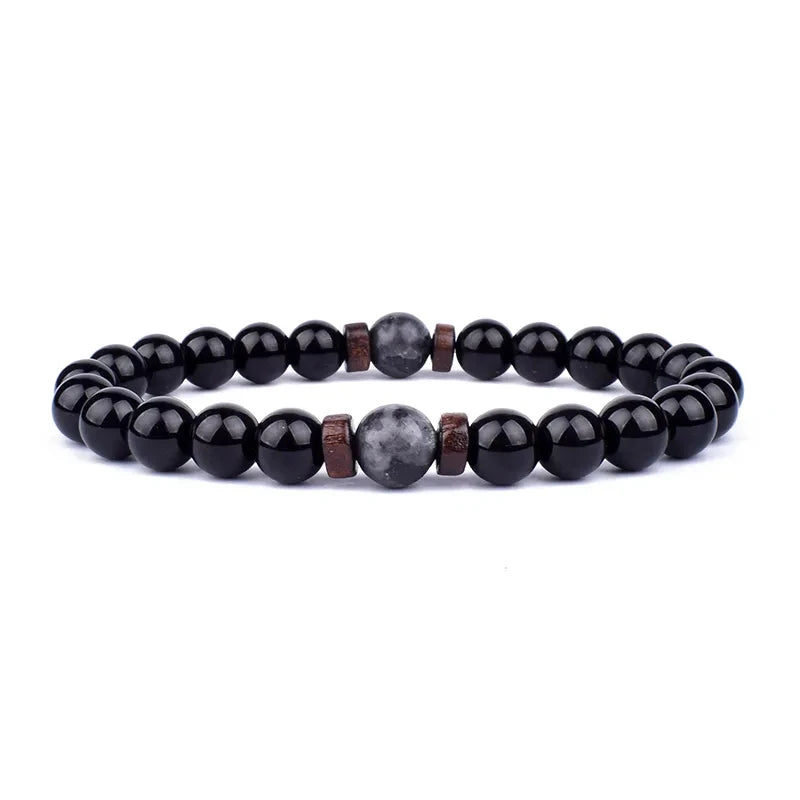 Natural Volcanic Lava Stone Chakra Bracelet – Healing Beads with Tiger Eye & Lapis Lazuli