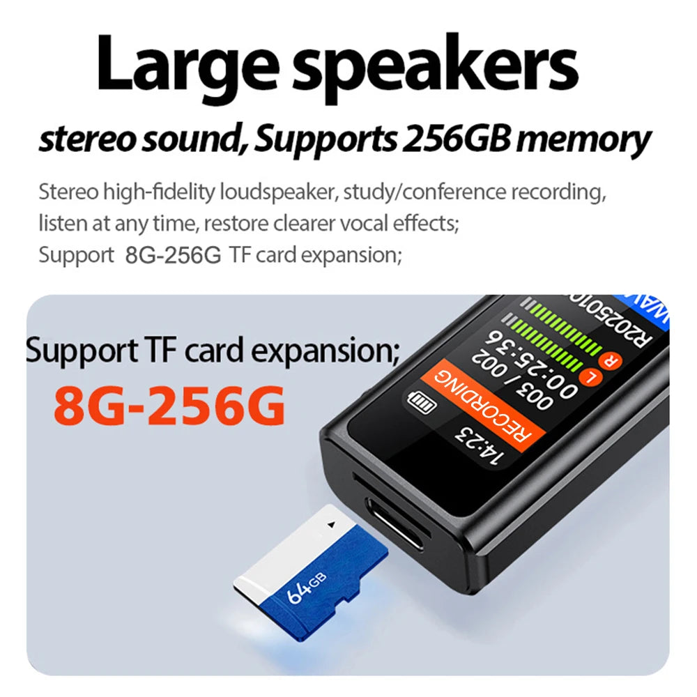 Mini Pocket Voice-Activated Recorder with Back Clip – Professional Noise-Canceling Digital Audio Recorder & MP3 Player