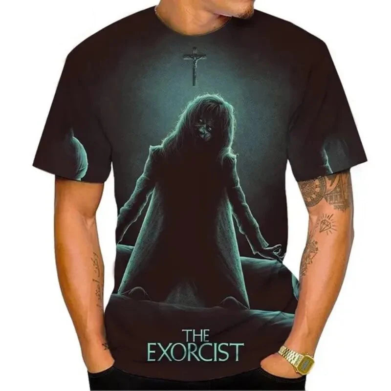 The Exorcist Horror 3D Print T-Shirt – Unisex Streetwear Tee for Men, Women & Kids | Gothic Ghost Hunting Fashion