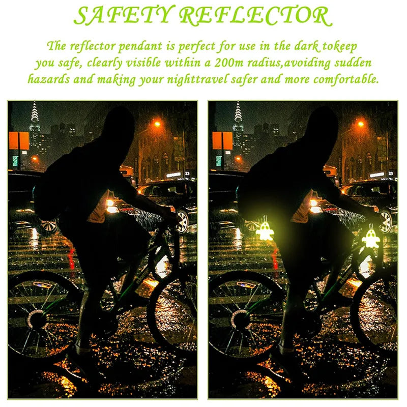 10PCS Night Reflective Key Ring Cute Ghost Shape Night Warning Double-sided Reflective Backpack Pendants Gifts