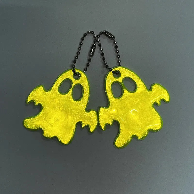 10PCS Night Reflective Key Ring Cute Ghost Shape Night Warning Double-sided Reflective Backpack Pendants Gifts