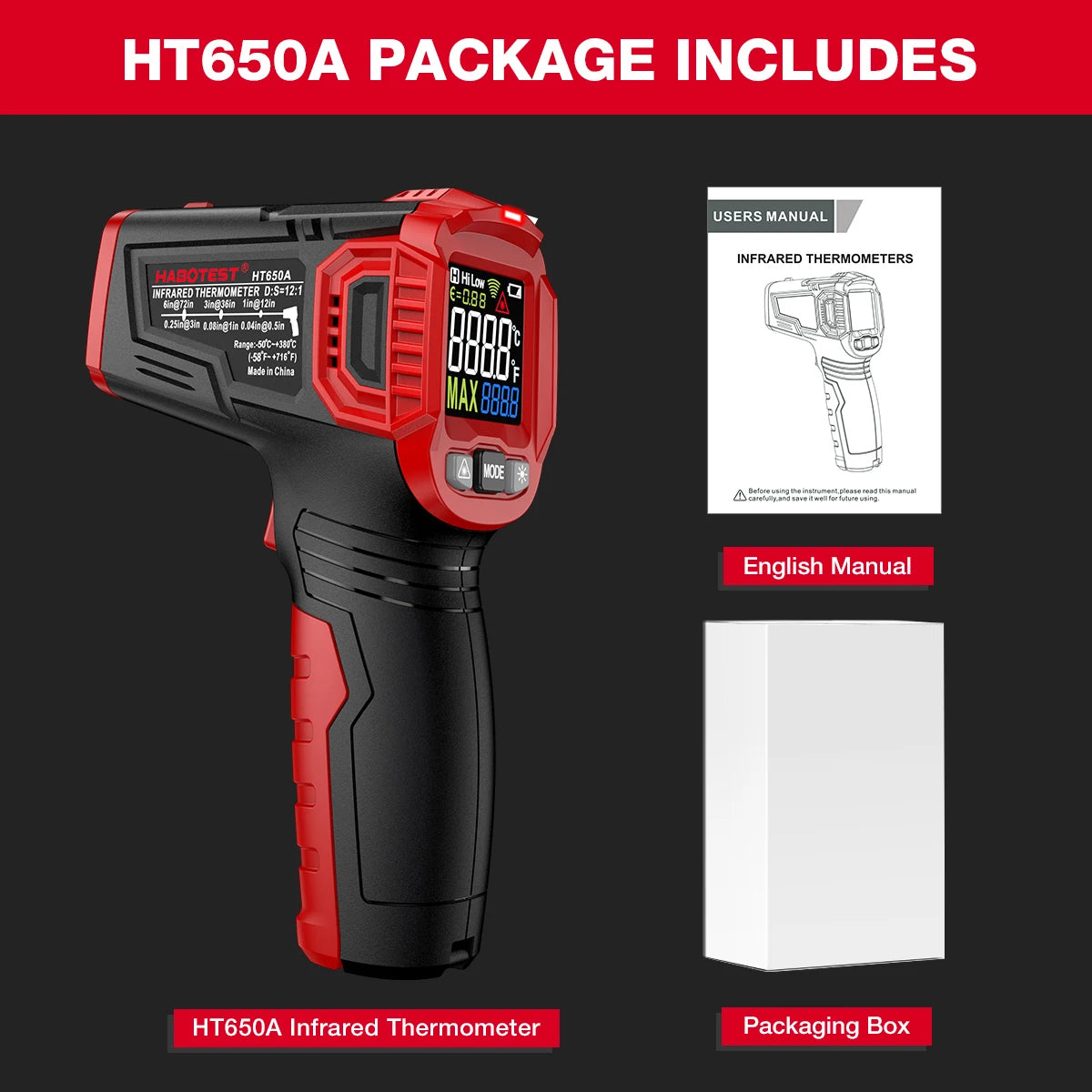 HABOTEST HT650 Digital Infrared Thermometer – Ghost Hunting & Paranormal Detection IR Temp Gun