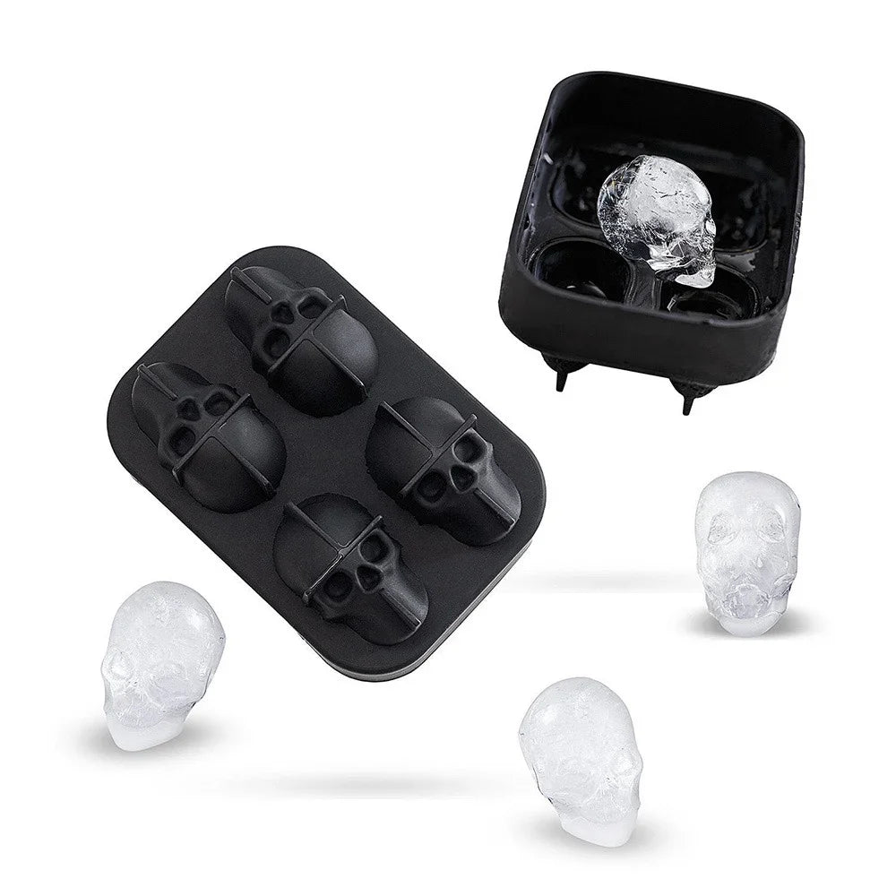3D Skull Ice Cube Mold – Gothic Silicone Tray for Drinks & Parties