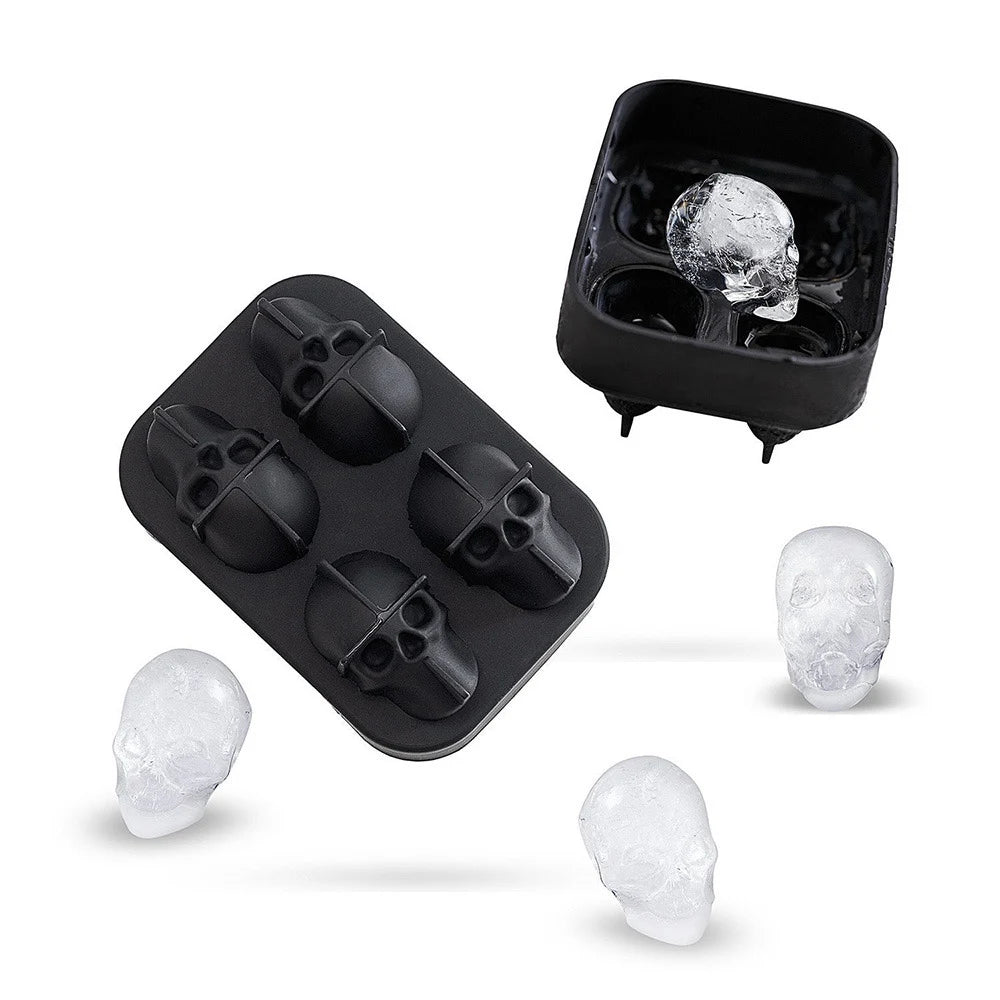 3D Skull Ice Cube Mold – Gothic Silicone Tray for Drinks & Parties