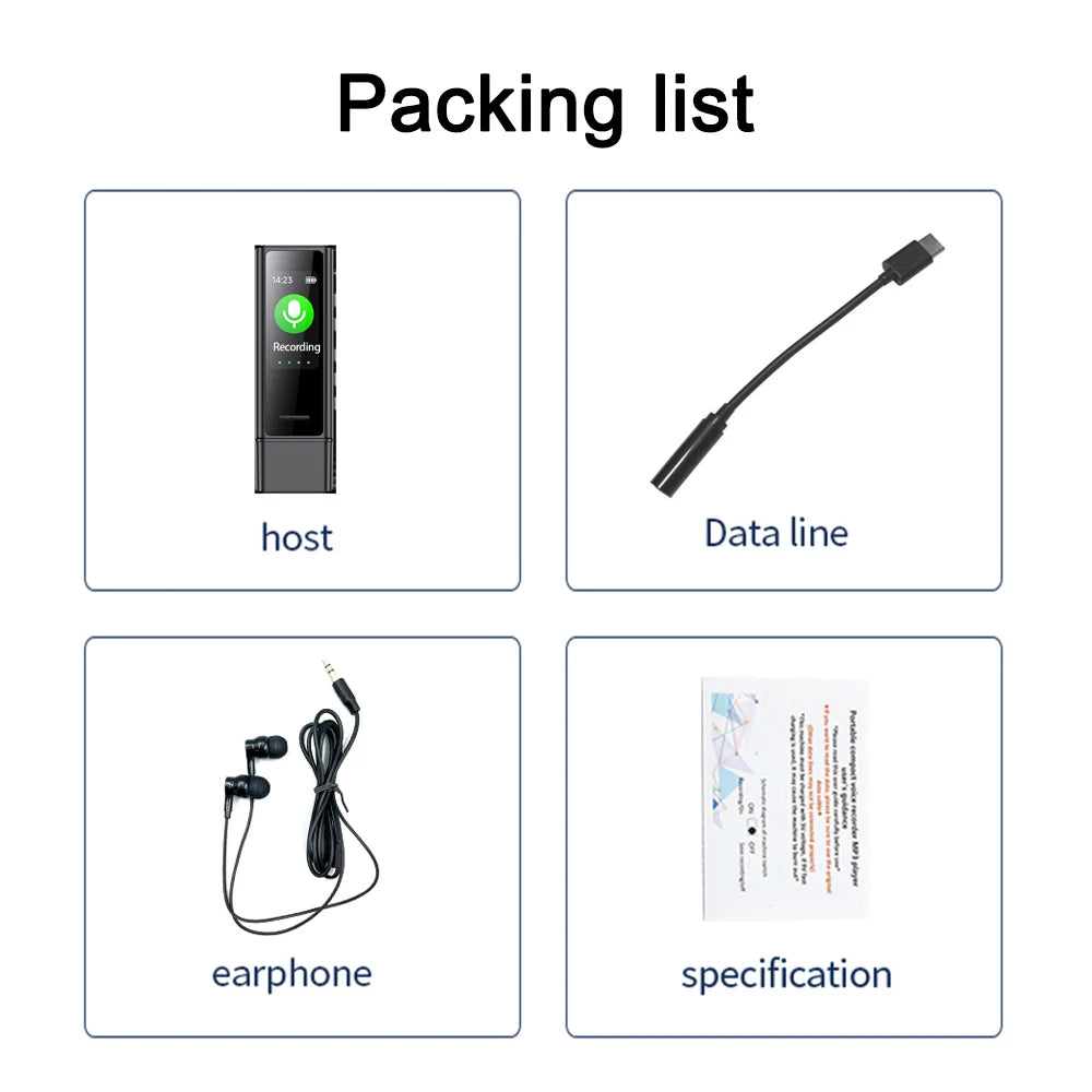 Mini Pocket Voice-Activated Recorder with Back Clip – Professional Noise-Canceling Digital Audio Recorder & MP3 Player