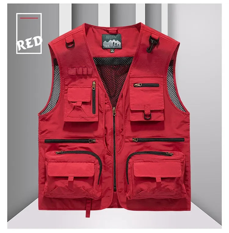 Men’s Tactical Vest – 14 Pocket Mesh Cargo Waistcoat for Hiking, Fishing & Outdoor Adventures | Lightweight Summer Jacket