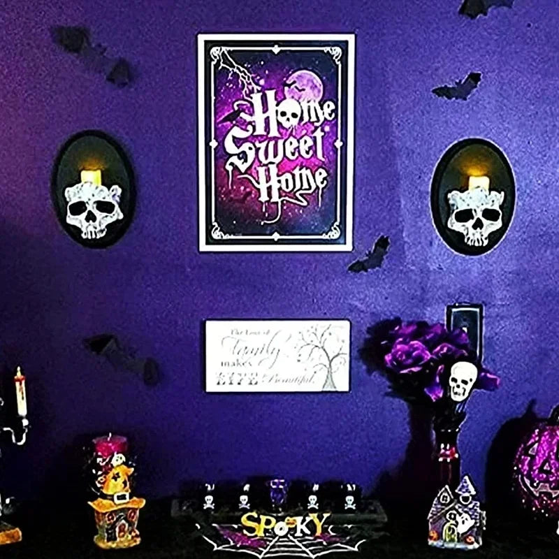 Skeleton Candlestick Pendant – Gothic Resin Haunted Wall Decoration